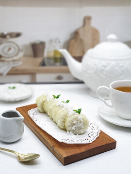 Selected Focus Lupis or Lopis is an Indonesian Traditional Sweet Cake Made of Glutinous Rice. Lupis is a Typical Indonesian Food, Especially in Java.