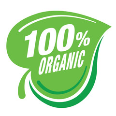 100% organic natural leaf sign icon