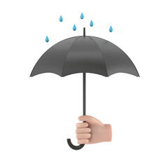 Transparent Backgrounds Mock-up.Hand of man holding an umbrella. Rain protection, Supports PNG files with transparent backgrounds.
