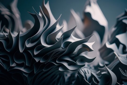 Abstract grey background with fractals elements generative ai