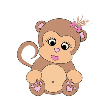 little monkey girl with bow on head cute little girl cartoon picture vector image