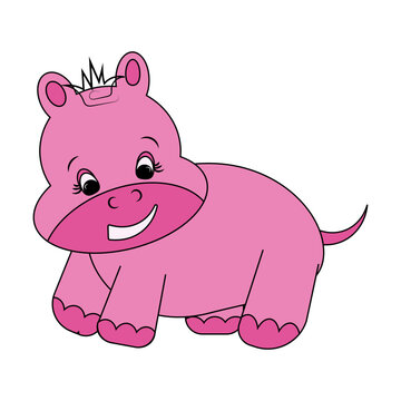 pink hippopotamus cute little girl cartoon picture with vector image