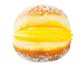 Bola de Berlim or Berliner, a Portuguese Pastry Dessert Doughnut Filled with Sweet Egg Cream and...