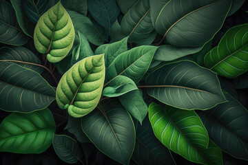 Green leaves Natural fresh background Generative AI