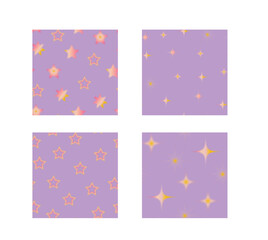 Trendy seamless pattern with y2k blurred gradient star on pink background. Groovy color background.