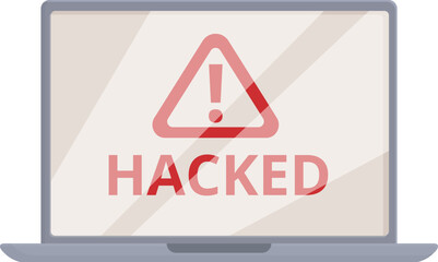 Hacked laptop icon cartoon vector. Cyber attack. Steal data