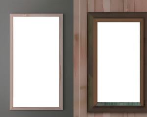 Realistic empty picture frame on grey-turquoise background. Border for your creative project, layout for your business project. generative AI