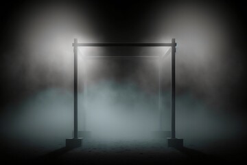 Fototapeta na wymiar Strength and Mystery: Gymnastic Bars in Blackout Fog. Generative AI