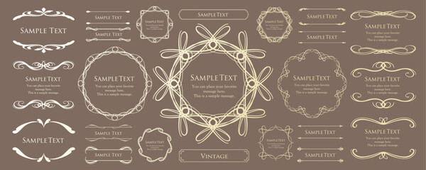 エレガントなフレーム。デザインテンプレート。ゴージャスな額のセット。