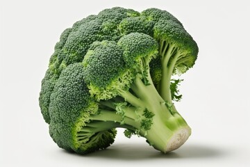Vegetable broccoli on a pure white backdrop. Generative AI