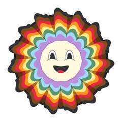 LGBTQ+ symbol Rainbow icon  New design Groovy vector illustration isolated on white background