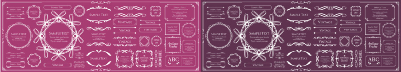 エレガントなフレーム。デザインテンプレート。ゴージャスな額のセット。