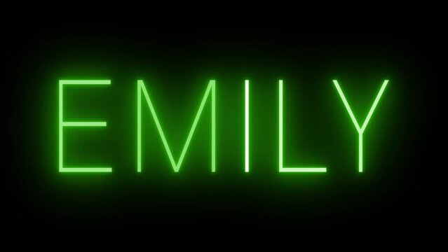 Flickering green retro style neon sign glowing against a black background