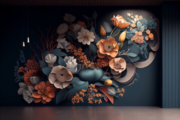Floral Wall Design. Generative AI
