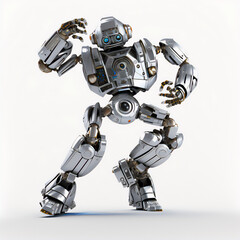 Robot doing a cool dance in a colorful abstract illustration