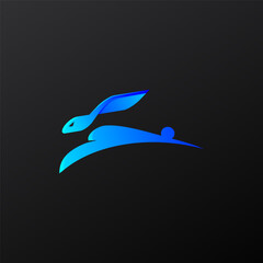 Jump Rabbit Modern Colorful Logo