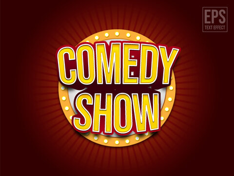 Comedy Show Text Effect Editable Template with Gold and Red color.