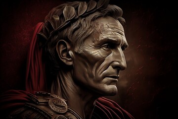 Roman Emperor Gaius Julius Caesar. The Fall Of The Roman Empire. Generative AI - obrazy, fototapety, plakaty