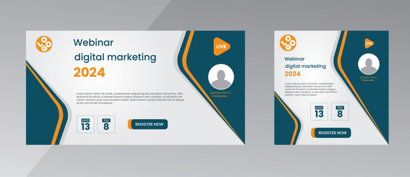 modern design template of a webinar event - Business Conference live webinar banner invitation and social media post template. Business webinar invitation design