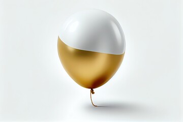 White And Gold Balloon On White Background. Generative AI