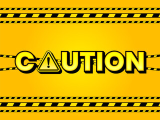 Caution Text Effect Editable Template with Yellow and Black Color.