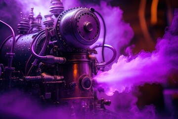 Abstract steam purple background with elements, generative ai