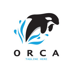 Simple orca whale animal illustration logo creative design, killer whale, underwater animal. Logo for business, identity and branding,badge,conservation,ecology concept,sea animal protection,vector © Tomi43
