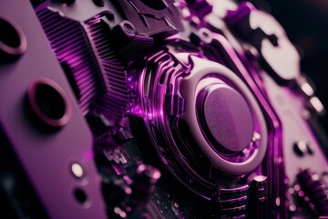 Purple abstract gear background, generative ai