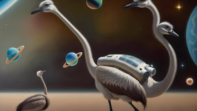 The bird is not an ordinary alien species is transformed with the help of artificial intelligence, technology of our future, artificial intelligence, generation change in time. Generative AI.