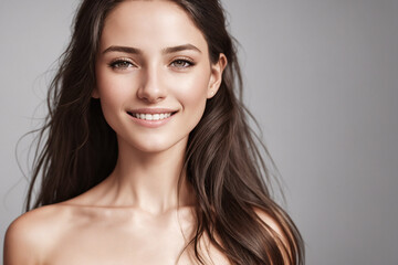 Fototapeta premium A beautiful woman portrait, studio shoot. Generative AI.
