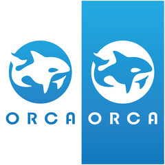 Simple orca whale animal illustration logo creative design, killer whale, underwater animal. Logo for business, identity and branding,badge,conservation,ecology concept,sea animal protection,vector