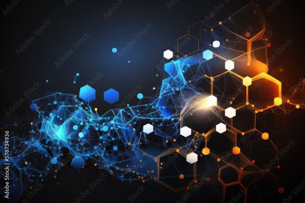 Poster it is a low poly, blue, high contrast, technological abstract background. contextual framework. exte