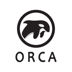 Simple orca whale animal illustration logo creative design, killer whale, underwater animal. Logo for business, identity and branding,badge,conservation,ecology concept,sea animal protection,vector