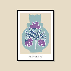 Vector illustration of botanical printable poster. Art for for postcards, wall art, banner, background.