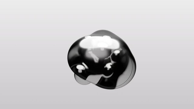 3d render motion design animation grey black transparent glossy gray metaball liquid silver metal meta ball transition deformation process on white background medical business presentation background