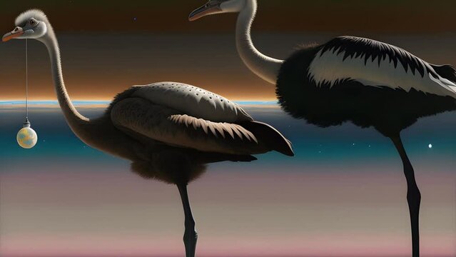 The bird is not an ordinary alien species is transformed with the help of artificial intelligence, technology of our future, artificial intelligence, generation change in time. Generative AI. 
