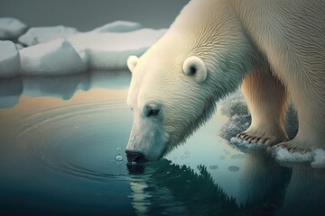Obraz na płótnie Canvas Water is an important part of a polar bear's habitat. Generative AI