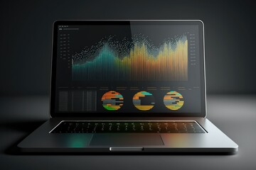 Laptop with analytical data. Generative AI
