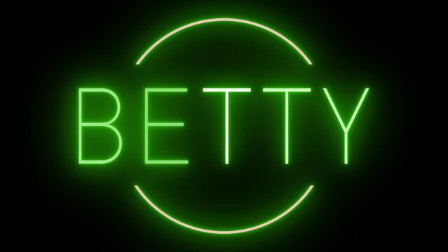 Flickering green retro style neon sign glowing against a black background