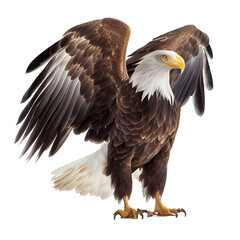 Obraz premium American bald eagle wings isolated on transparent and white background. Generative AI