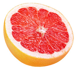 Half grapefruit citrus fruit isolated on transparent background