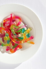 Colorful gummy worms