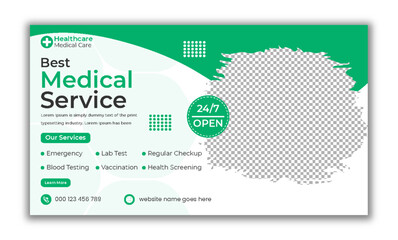 Medical service promotional video thumbnail design template