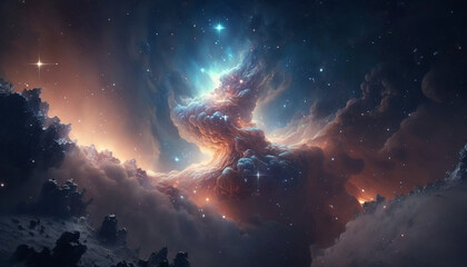 Obraz na płótnie Canvas Beauty of endless Universe filled with stars and nebula. Generative AI.