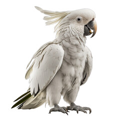 White cockatoo parrot isolated on transparent background. Generative AI - obrazy, fototapety, plakaty