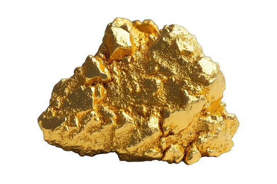 Gold nugget isolated on transparent background. Generative AI