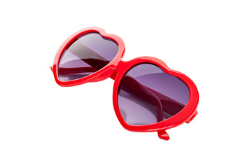 Heart shaped sunglasses with red frames