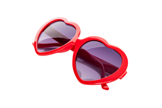 Heart shaped sunglasses with red frames