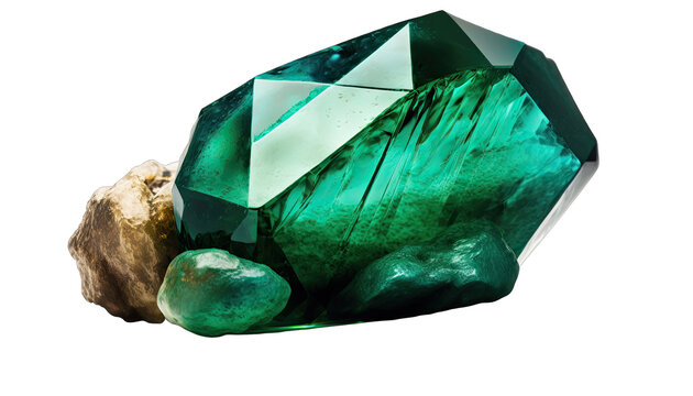 Green jade jemstone isolated on white background. Generative AI