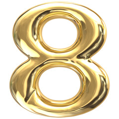 Number Follow Gold 3D Render